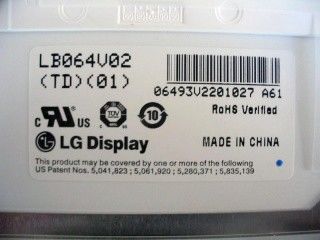 LB064V02-TD01 6,4 pollici 640×480 250 cd/m2 Angolo di visualizzazione 65/65/50/60 TFT-LCD, LCM