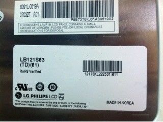 LB121S03-TD01 12,1 pollici 800 ((RGB) × 600 400 cd/m2 Frequenza 60Hz TFT-LCD, LCM