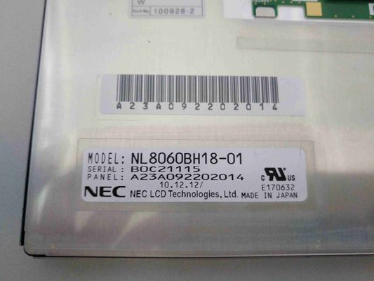 CCFL LVDS NLT 800×600 7.2in NEC TFT Display 400CD/M2 NL8060BH18-01